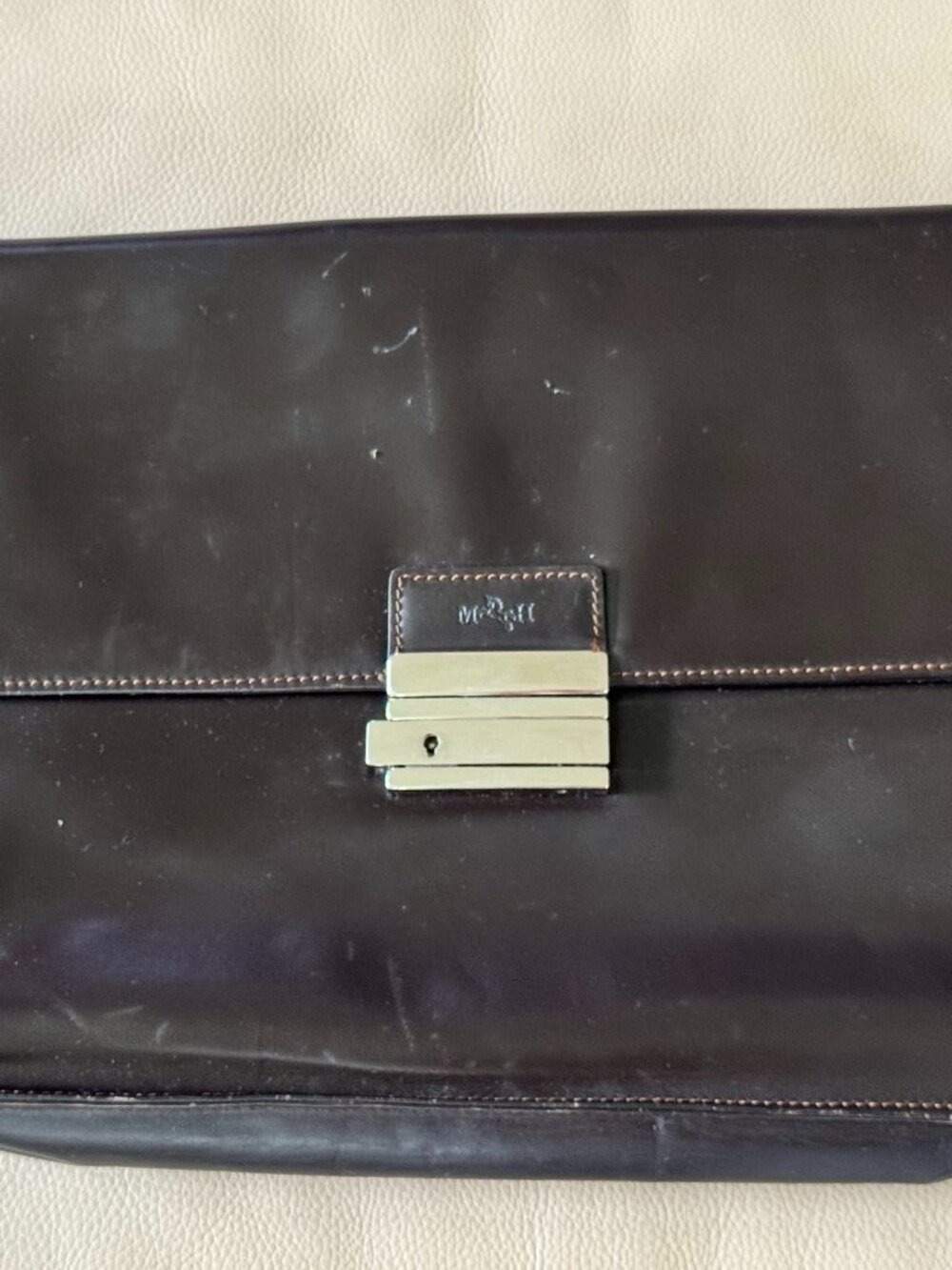 Vintage Mario Hernandez Leather Lock Portfolio Briefcase Locking Attache